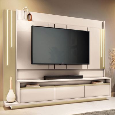 Estante Home Theater Montane Off White-champanhe Para Tv Até 75 - Hb Móveis Off White-champanhe
