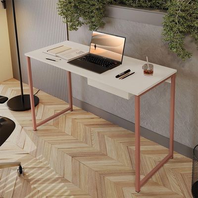 Escrivaninha Com Gaveta Mia 110 X 45 Klm Store Cobre Com Off White