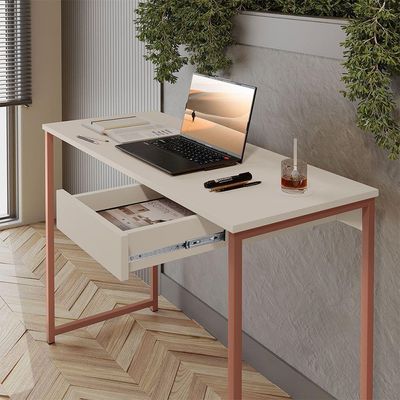Escrivaninha Com Gaveta Mia 110 X 45 Klm Store Cobre Com Off White