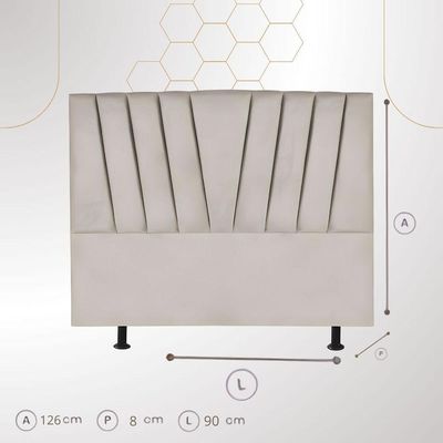 Cabeceira Cama Box Solteiro 90 Cm Lizza Em Linho Com Frame Cinza Claro