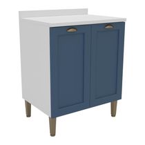 Balcão De Cozinha Americana Com Tampo 70cm 2 Portas Multimóveis Cr20485 Branco-Azul