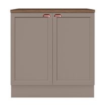 Balcão De Cozinha Unna 2 Portas 80cm Gris Com Tampo Mdp - Poliman Móveis Gris
