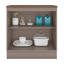 Balcão De Cozinha Unna 2 Portas 80cm Gris Com Tampo Mdp - Poliman Móveis Gris