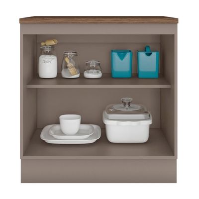 Balcão De Cozinha Unna 2 Portas 80cm Gris Com Tampo Mdp - Poliman Móveis Gris