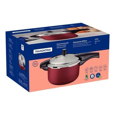 Panela Pressão Tramontina Vancouver Vermelho 24cm 6 Litros