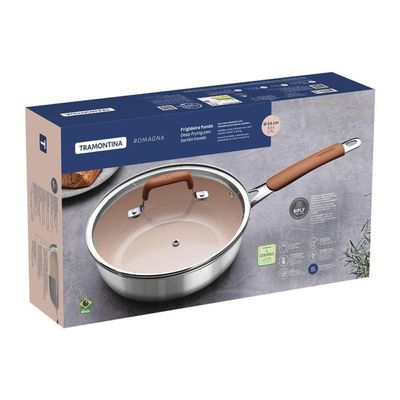 Frigideira Funda Tramontina Romagna Cerâmica Marfim 24cm