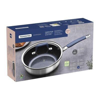 Frigideira Tramontina Funda Tampa Romagna Black Stone 24cm