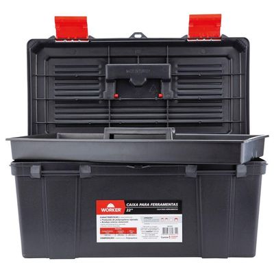 Caixa Plástica Para Ferramentas 22'' Com Bandeja Worker
