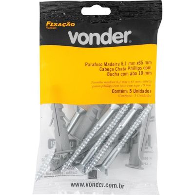 Parafuso Madeira Phillips 6,1x65mm Vonder