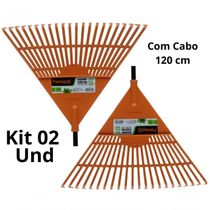 Kit 02 Vassoura Rastelo Ancinho Plástico Cabo Famastil = Trapp