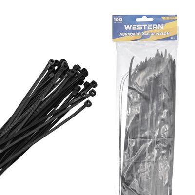Abracadeira de NYLON Western 4,5 X 30CM com 100 Unidades Preto