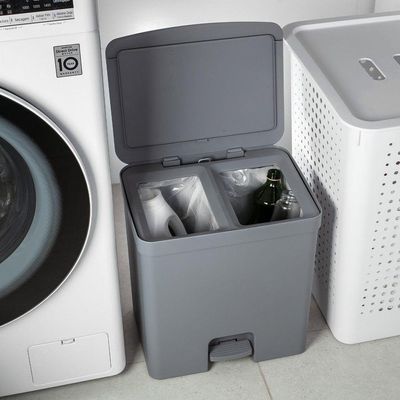 Lixeira Com Pedal Trium 20 L Com Duplo Compartimento Chumbo