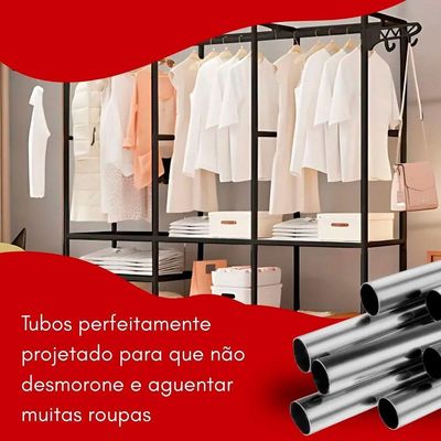 Guarda-roupa Arara 3 Colunas Multifuncional Desmontável