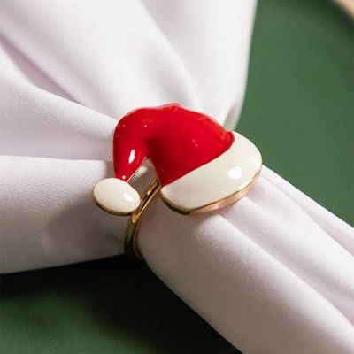 Anel De Guardanapo Copa E Cia 4 Peças Natal Gorro De Papai Noel