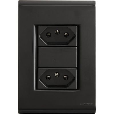 Conjunto 4x2 com 2 Tomadas 2P T 10 A 250 V Tramontina Liz Grafite