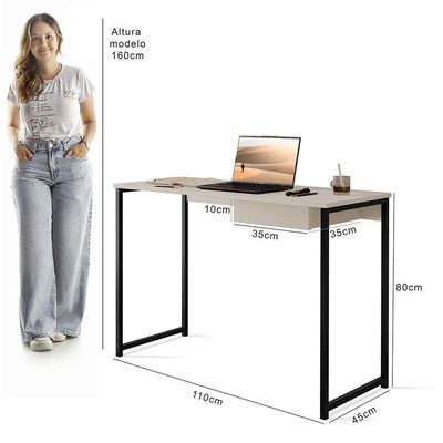 Escrivaninha Com Gaveta Mia 110 X 45 Klm Store Preto Com Off White