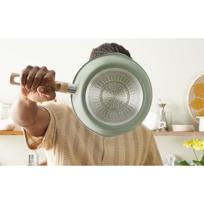 Panela Wok Tefal One Pick Pot 22cm Alumínio Antiaderente Indução Tampa Vidro Verde