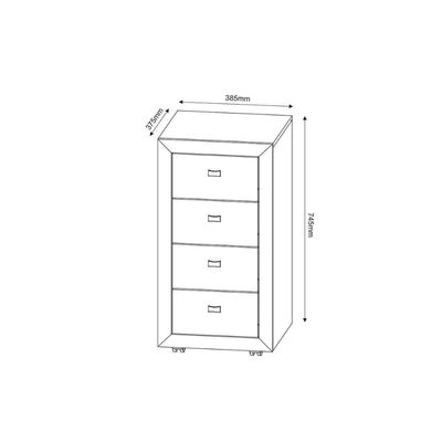 Gaveteiro p/ Escritório ME4133 c/ 4 Gavetas e Rodízios Branco - Tecno Mobili