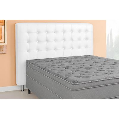 Cabeceira Cama Box Estofada Casal Casal Dama Plus Courano Branco/Preto - Simbal