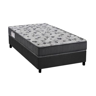 Cama Box Solteiro: Colchão Espuma Ortobom D33/EP ISO 100 Ultra Firme + Base CRC Suede Gray(88x188)