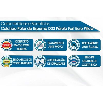 Cama Box Baú Casal: Colchão Espuma Polar D33 Pérola Euro Pillow + Base CRC Suede Clean(138x188)