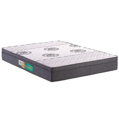 Cama Box Baú Casal: Colchão Espuma Polar D33 Pérola Euro Pillow + Base CRC Suede Clean(138x188)