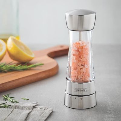 Moedor para Sal ou Pimenta Tramontina Realce em Aço Inox e Acrílico – Transparente/Inox
