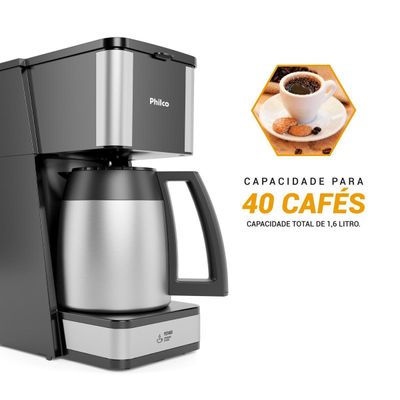 Cafeteira Philco 40 cafezinhos 1,6L Jarra em Inox PCF40D 127V