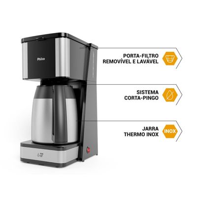 Cafeteira Philco 40 cafezinhos 1,6L Jarra em Inox PCF40D 127V