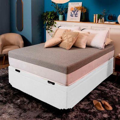 Base para Cama Box Casal Maddux com Baú (47x138x188) Branca