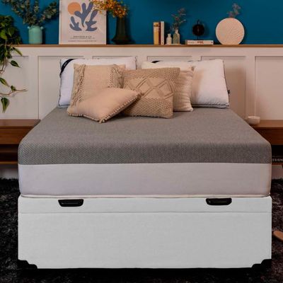 Base para Cama Box Casal Maci com Baú (47x138x188) Branca