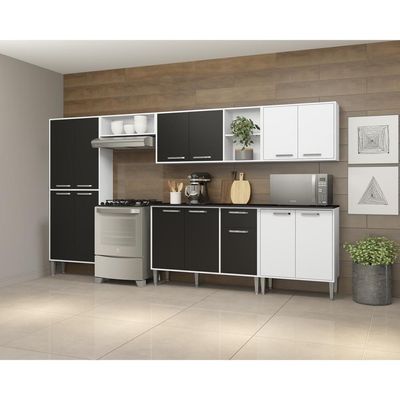 Cozinha Compacta Multimóveis Xangai Jazz Fg3160 Com Armário E Balcão Branca/preta