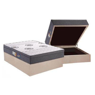 Cama Box Baú Casal: Colchão Espuma Polar D45 Pérola + Base CRC Suede Clean(138x188)