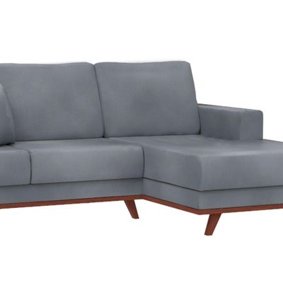 Sofá 4 Lugares Sape com Chaise Direito Veludo Cinza