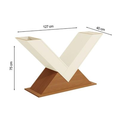 Base de Mesa p/ Cozinha Amora BA35 Madeirado s/ Tampo Freijó/Off White - Kappesberg
