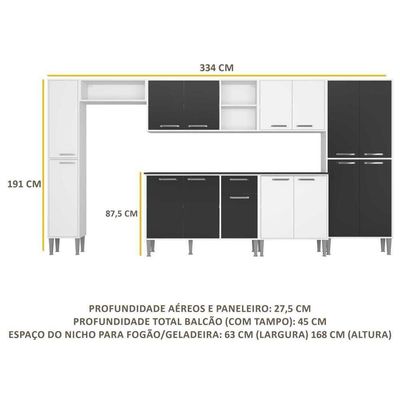 Cozinha Compacta Multimóveis Xangai Blues Fg3161 Com Armário E Balcão Branca/preta