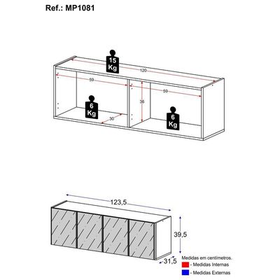 Rack Tv Até 50 Polegadas Suspenso Com Espelhos Mp1081 Rustic Rustic