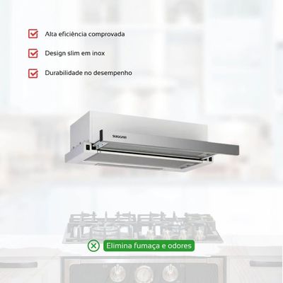 Depurador de Ar Suggar Slim de Embutir 80cm Inox 110V DE81IX