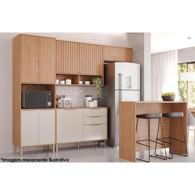 Balcão de Cozinha Divina c/2 Gavetas e 2 Portas c/Tampo 120 cm Freijo/Off White - MGM