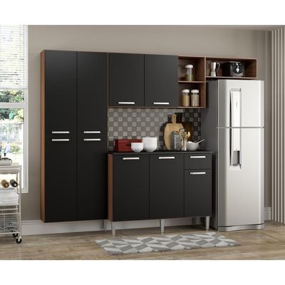 Cozinha Completa Compacta Balcão Preto