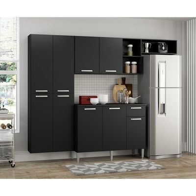 Cozinha Completa Compacta Balcão Preto