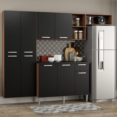 Cozinha Completa Compacta Balcão Preto