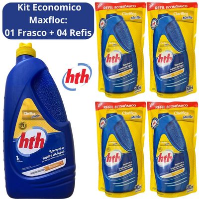 Kit 01 HTH Clarificante Maxfloc 1L + 04 Refil 900ml