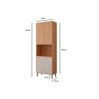 Módulo Cozinha MGM Divina Paneleiro c/ 4 Portas e 1 Nicho p/ Forno 70 cm Cinamomo/Off White-MGM