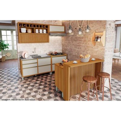 Bancada Ilha Cozinha Painel Gourmet Imperatriz Ripado 120cm Freijó - Nesher