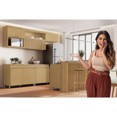 Bancada Ilha Cozinha Painel Canelado 120cm Nature - Nesher