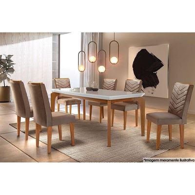 Mesa de Sala Jantar Londrina + Tampo Madeirado Reto 120x80cm Off White/Imbuia - Rufato