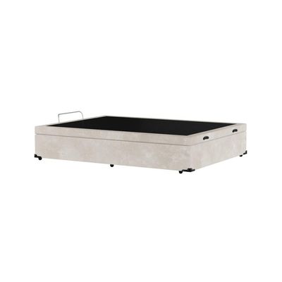 Base para Cama Box Casal Madalynn com Baú Suede (47x138x188) Bege
