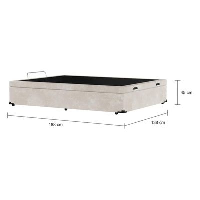 Base para Cama Box Casal Madalynn com Baú Suede (47x138x188) Bege