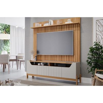 Home para TV Moema Tv até 70 Polegadas c/ 4 Portas Off White/Nature - Permóbili